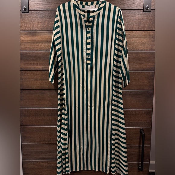 Natalie Martin Collection Isobel Dress green and ivory striped - Picture 3 of 5